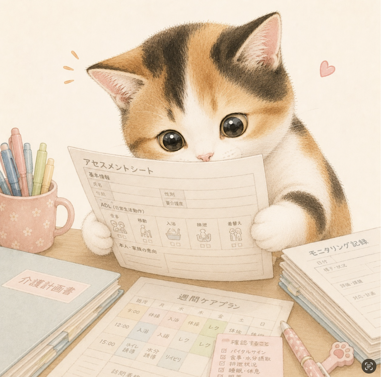 介護保険の書類のイラスト